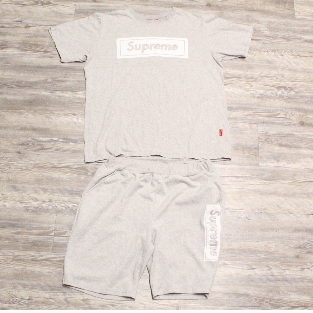Supreme Mens Two Piece Short Set XXL Heather Gray Box Logo No Drawstring